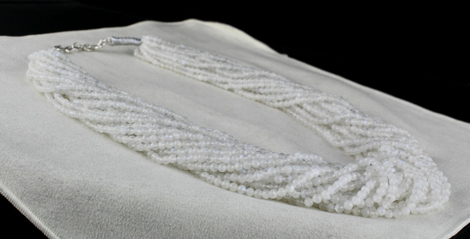 Rainbow Moonstone Beaded Necklace 1263 Ct Natural Gemstone 25 String Fashion