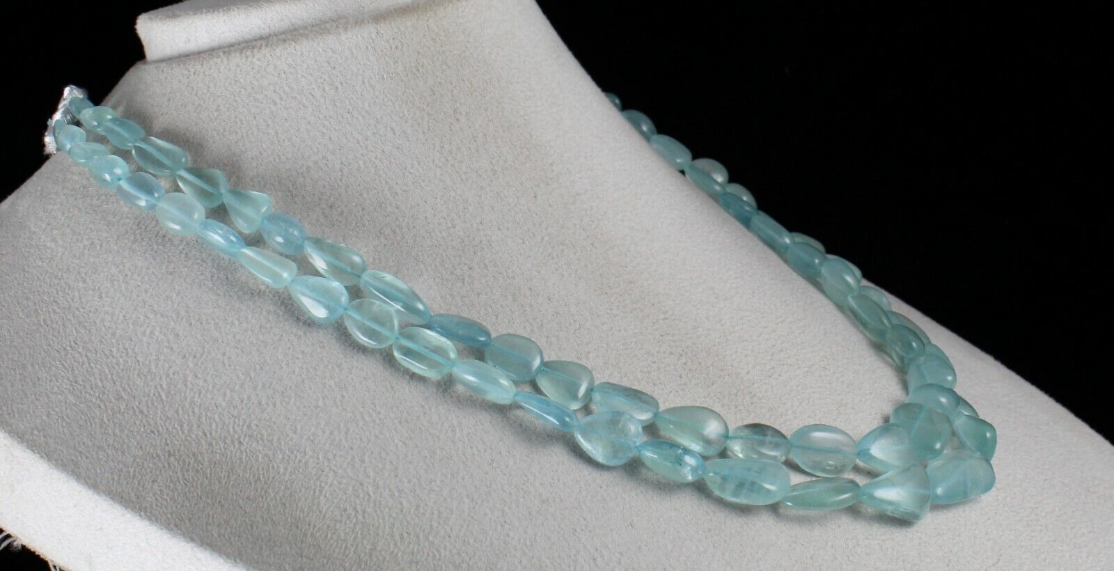 FINE NATURAL BLUE AQUAMARINE BEADS LONG 2 L 389 CARATS GEMSTONE FASHION NECKLACE