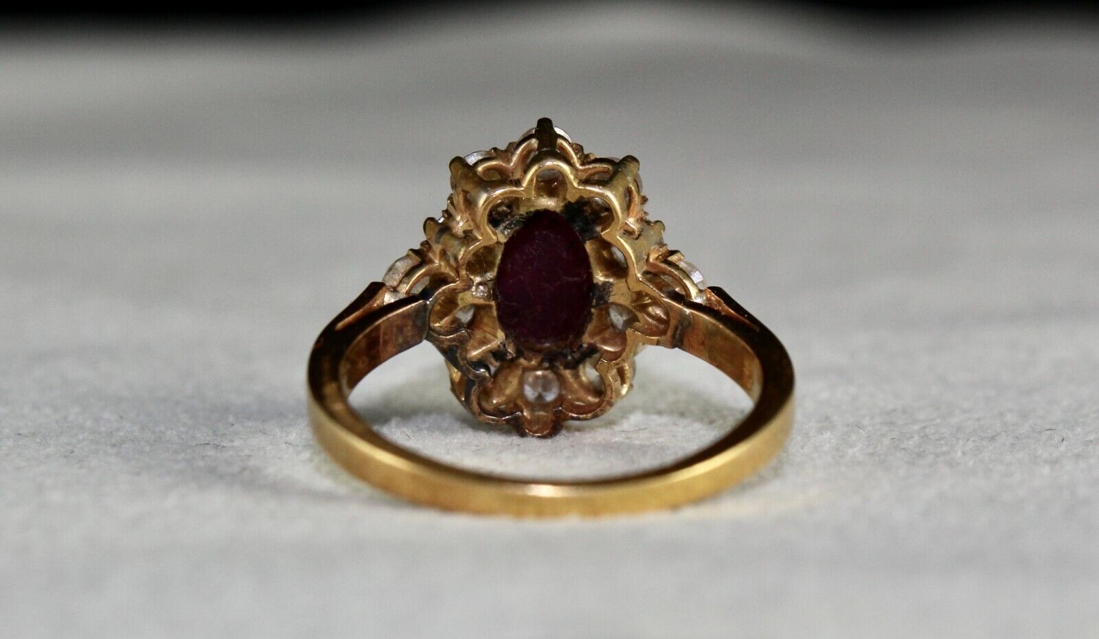 Old Natural Ruby Star Ring 18K Gold Diamond Untreated Stone Cabochon Designing