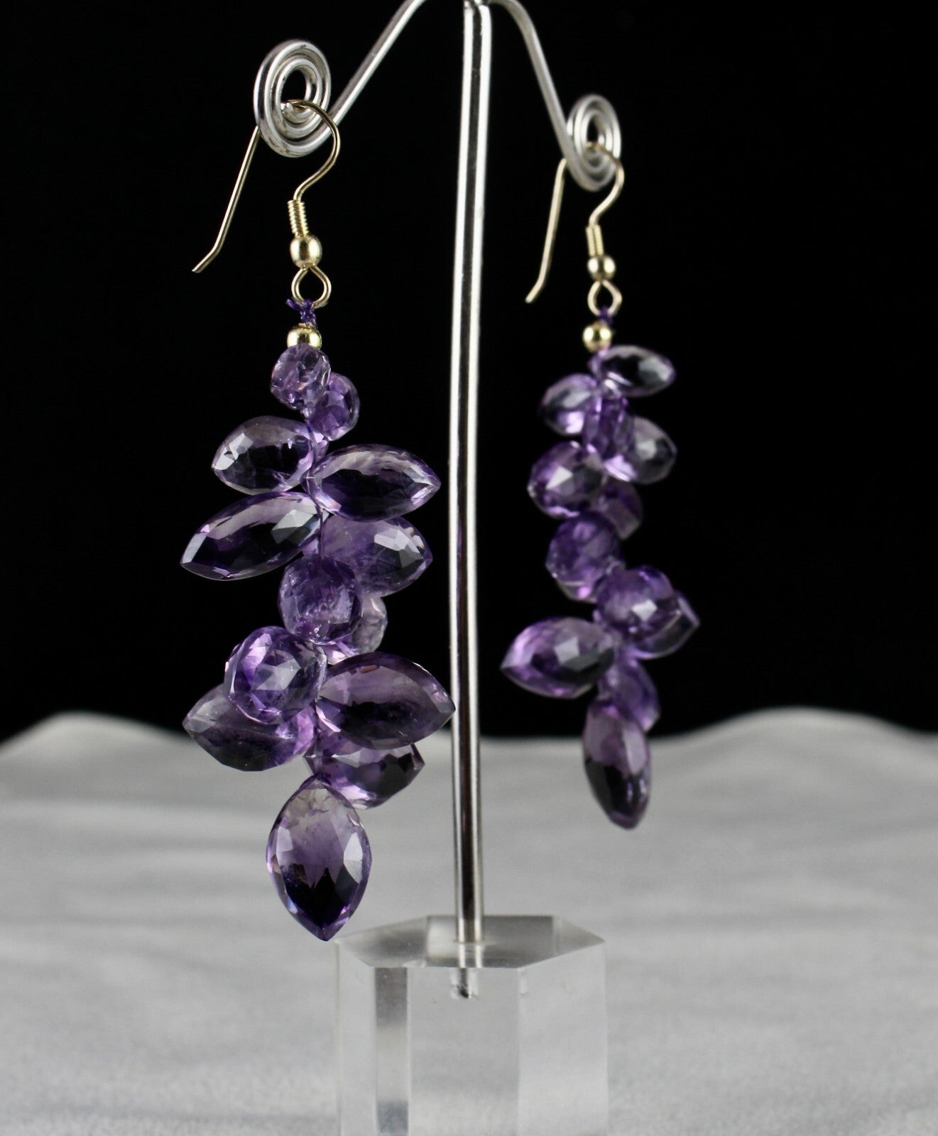 Natural Amethyst 122 Ct Beads Tear Drops Gemstone Fashion Earring