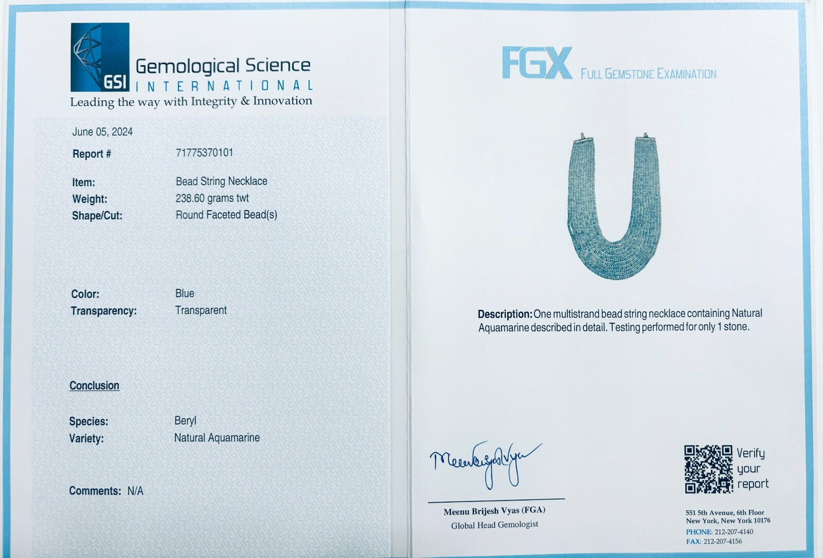 Certified Natural Blue Aquamarine Faceted Necklace 1193 Ct Beads For Women