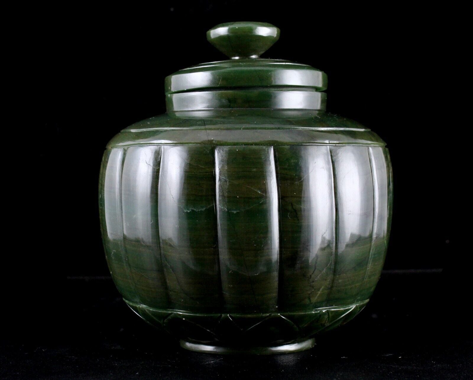 RARE 5" NATURAL GREEN MOSS AGATE 4400 CARATS GEMSTONE CARVED POT FOR HOME DECOR