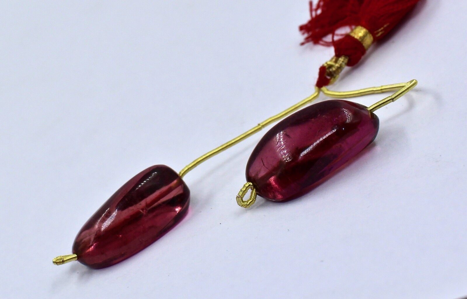Natural Pink Tourmaline Rubellite Beads Drilled Pair 45.95 Ct Gemstone Earring