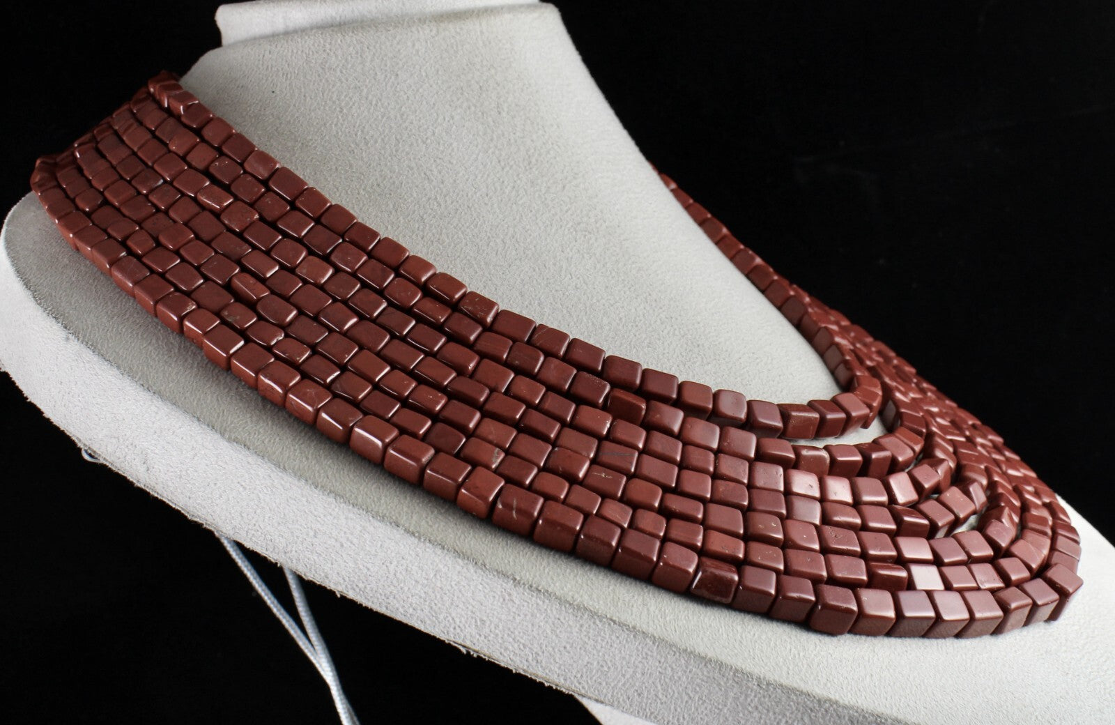 Certified Natural Red Jasper Square Beads Necklace 1982 Ct Fashion 7 Line