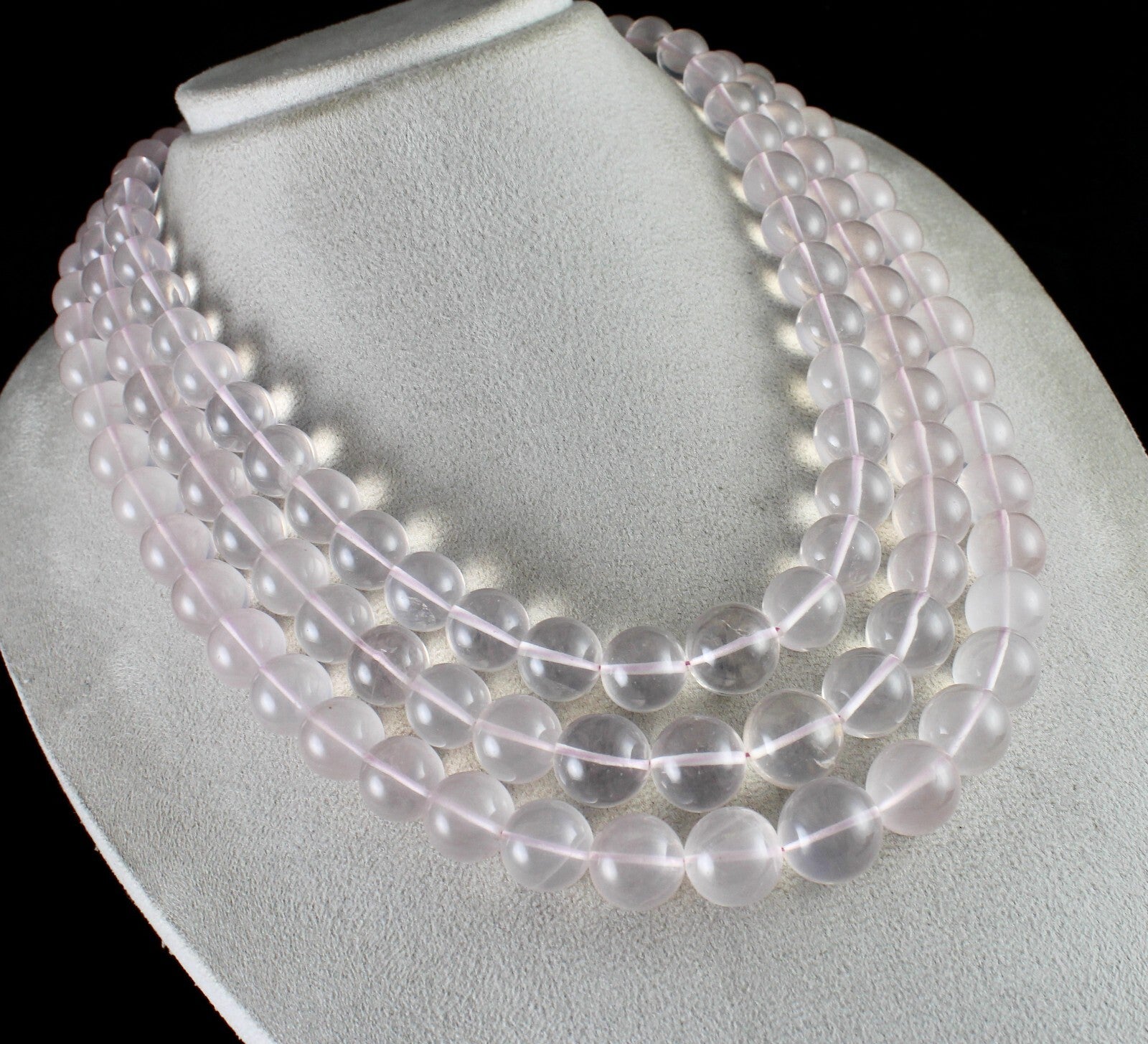 Certified Natural Rose Quartz 1902 Ct Pink Round Beads Gemstone Necklace