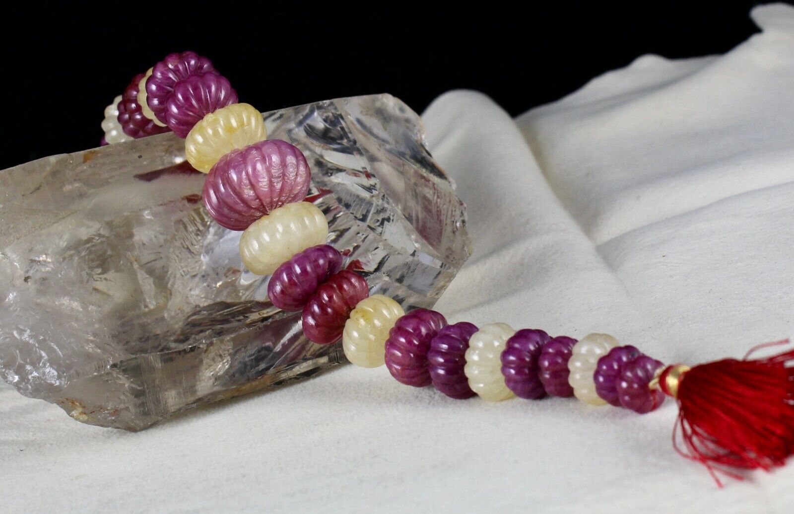 NATURAL RUBY SAPPHIRE BEADS CARVED MELON 25 PCS 474 CARATS GEMSTONE DESIGNING