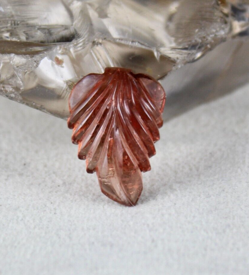 Natural Tourmaline 14.80 Ct Carved Leaf Gemstone For Pendant Ring Design