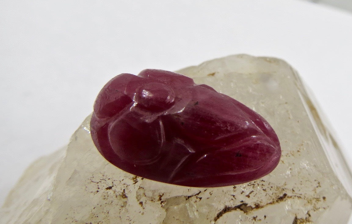 Natural Ruby 25.51 Ct Carved Pear Gemstone 23mm For Pendant & Ring