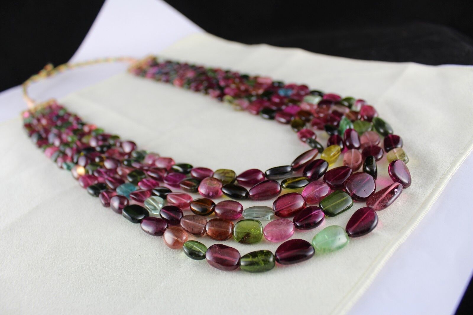 Natural Water Melon Tourmaline Beads Cabochon 5 L 1253 Ct Fine Gemstone Necklace