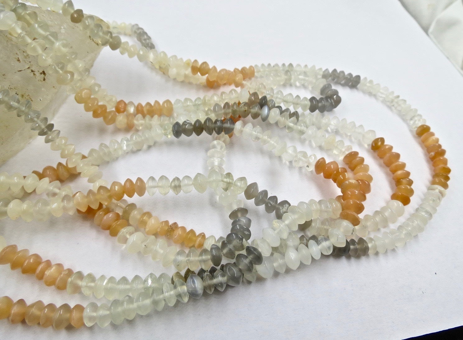 Natural Multi Moonstone Fashion Necklace 460 Ct Beads Round 5l For Women