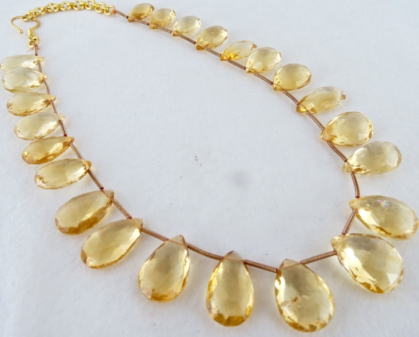 Yellow Natural Citrine Teardrop 32 Pc 261 Ct Gemstone Silver Fashion Necklace