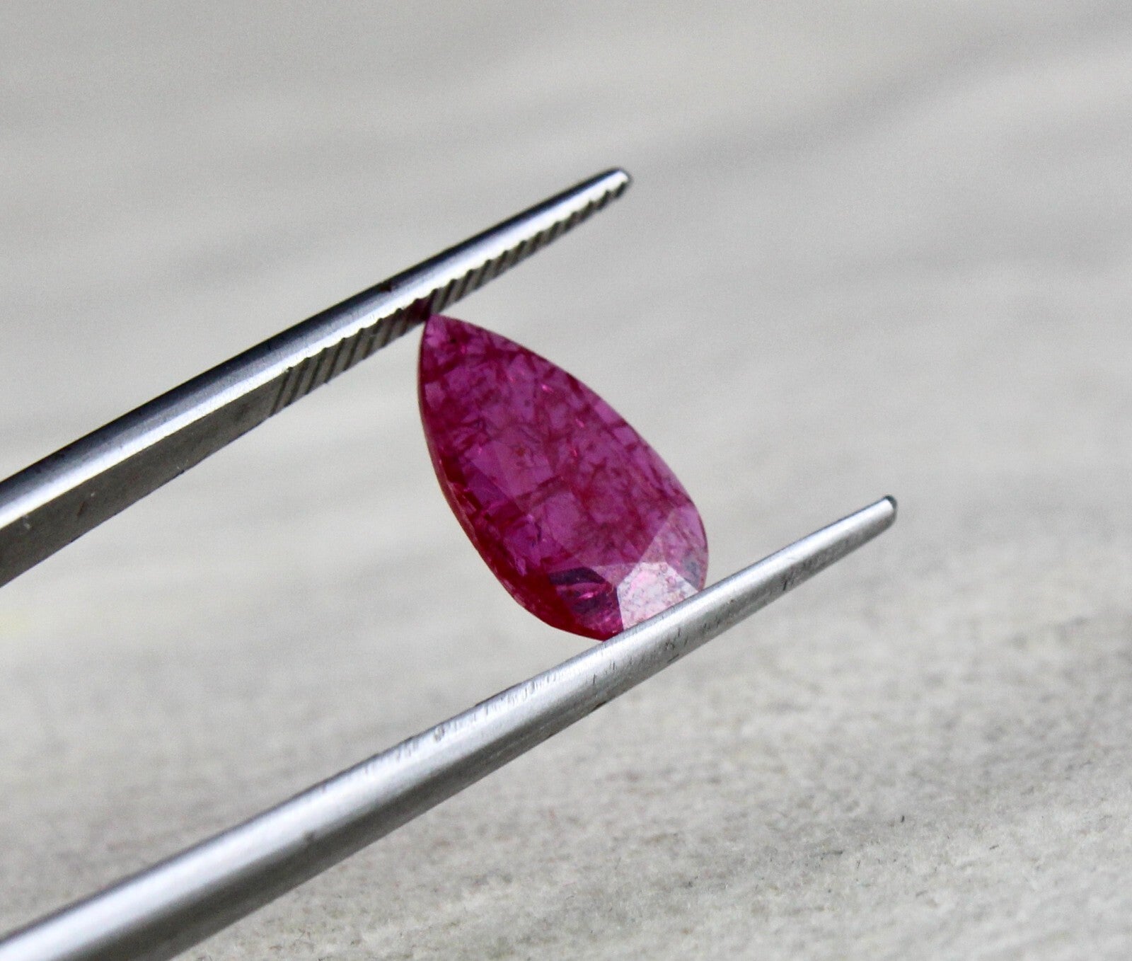 Certified Natural Ruby 1.78 Ct Pear Cut Unheated Mozambique Stone Ring Pendant