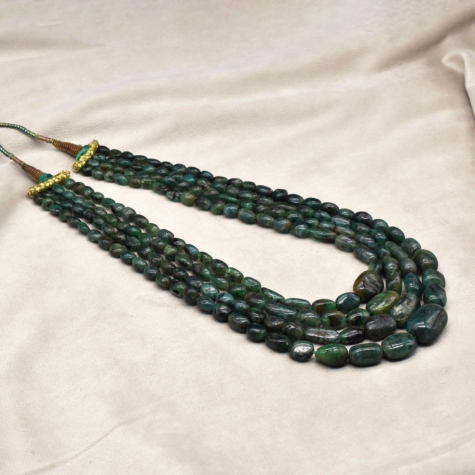 Certified Antique Necklace 4 L 804 Ct Natural Emerald Beads Vintage Gemstone