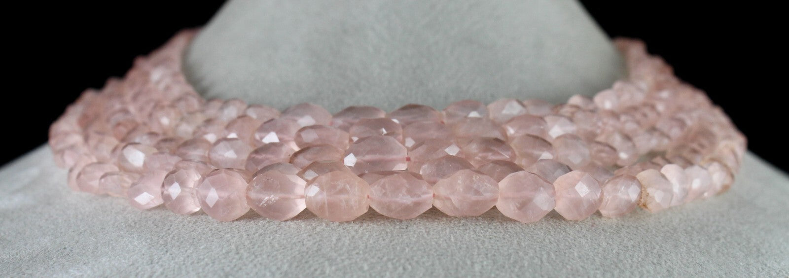 Natural Pink Rose Quartz Faceted Cabochon Beads Necklace 5 L 788 Ct Gemstone