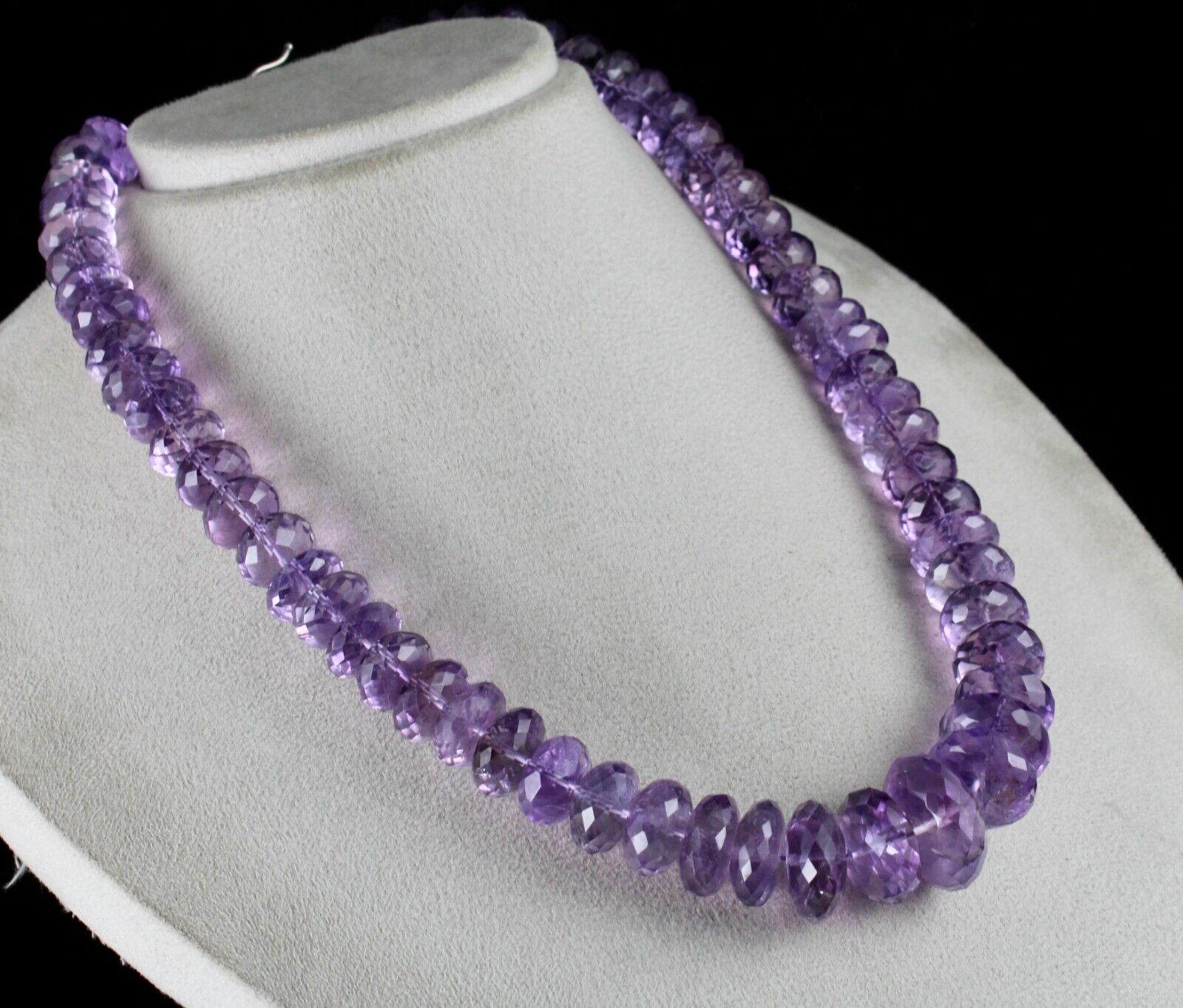 NATURAL AMETHYST BEADS FACETED ROUND 1 L 1005 CARATS GEMSTONE FASHION NECKLACE