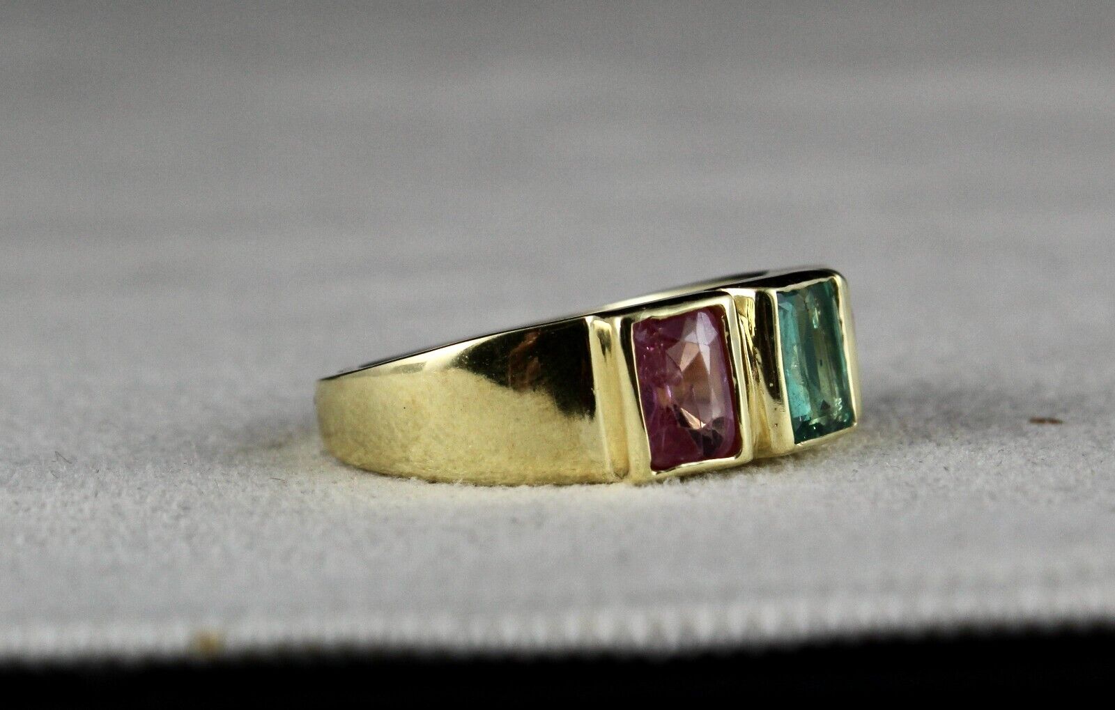ELEGANT NATURAL OLD SPINEL EMERALD CUSHION GEMSTONE FINEST UNISEX SILVER RING