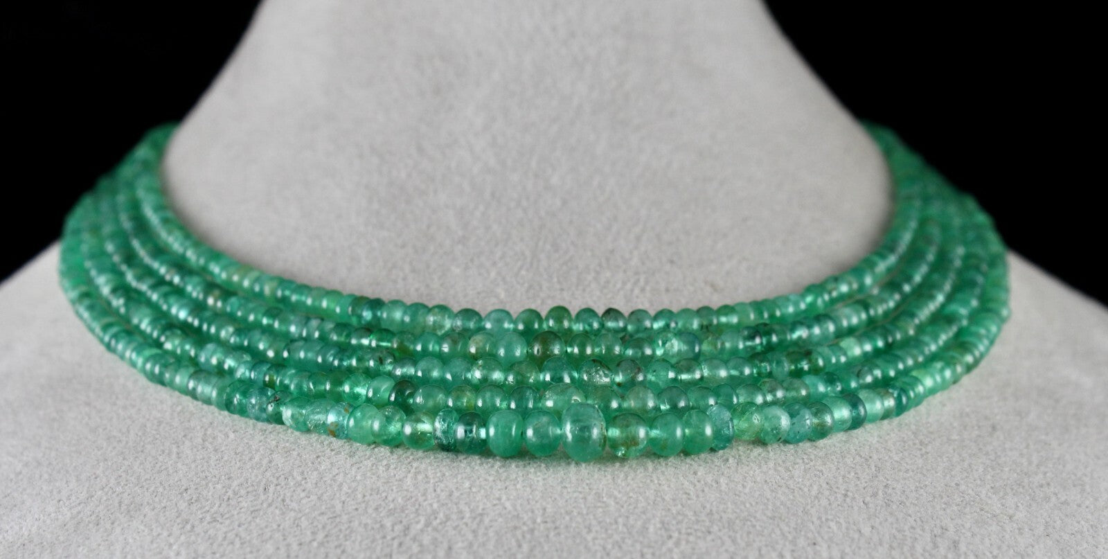 Certified Natural Colombian Emerald 263 Ct Round Beads Necklace