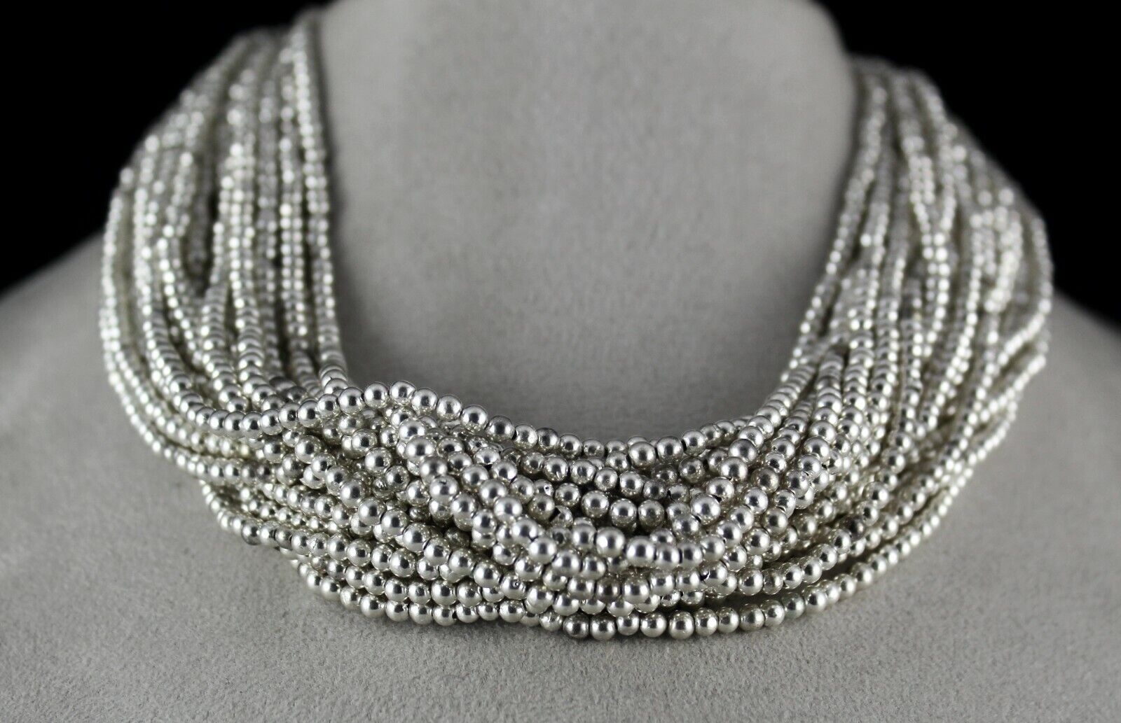 ANTIQUE OLD 925 STERLING SILVER ROUND BEADS BUNCH 705 CARATS DESIGNER NECKLACE
