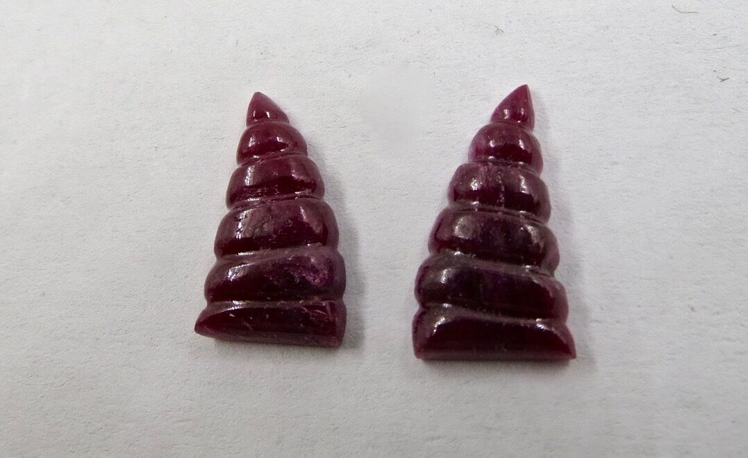 Natural Untreated Ruby Carved Pair 19.92 Carats Gemstone Designing Earring