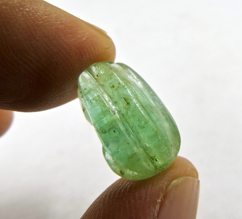 Certified Natural Emerald 18x11mm Bead Carved 13.72 Ct Pendant For Women