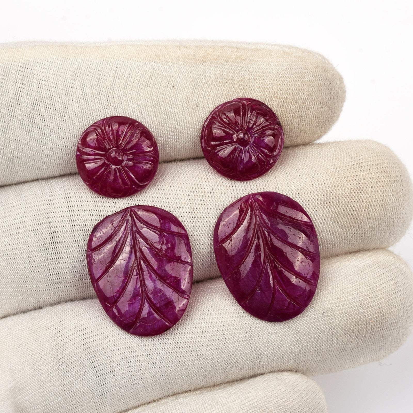 Certified Natural Ruby Engraved Dangle Pair 4 Pc 21.13 Ct Loose Gemstone Earring