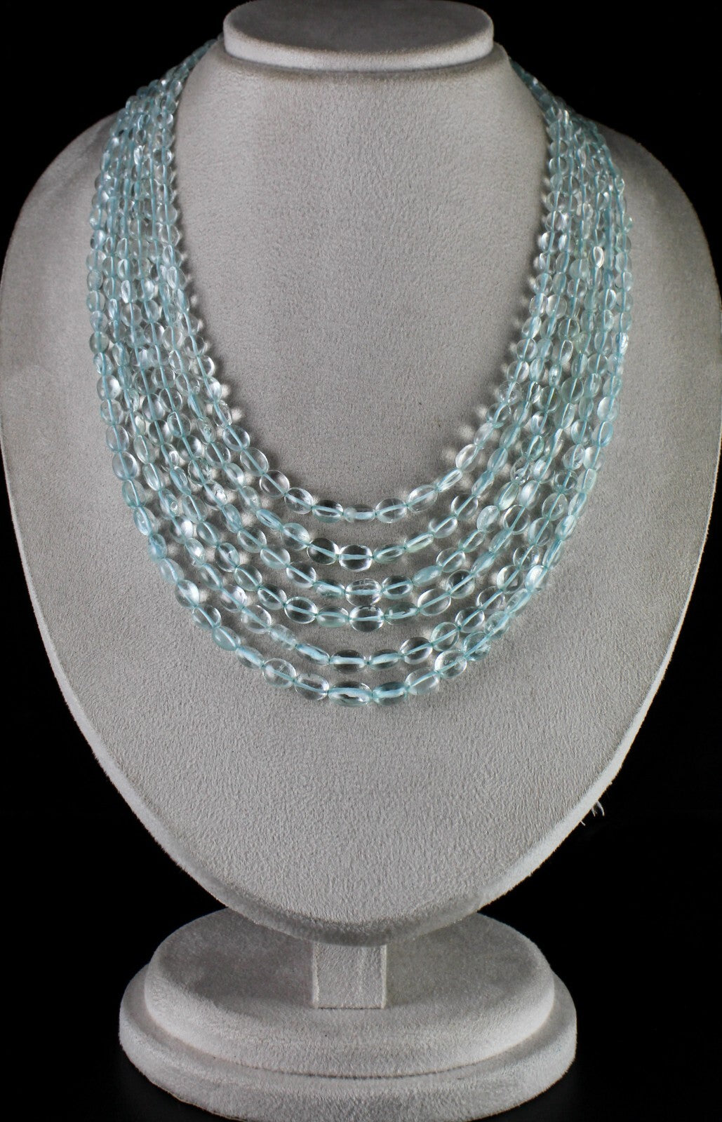 Certified Fine Natural Blue Aquamarine 680 Ct Beads Long 6 L Gemstone Necklace