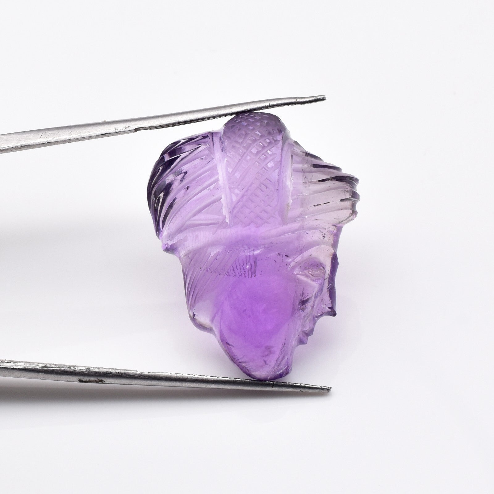 Natural Amethyst 48.58 Ct Engraved Face Cabochon Gemstone Pendant Design