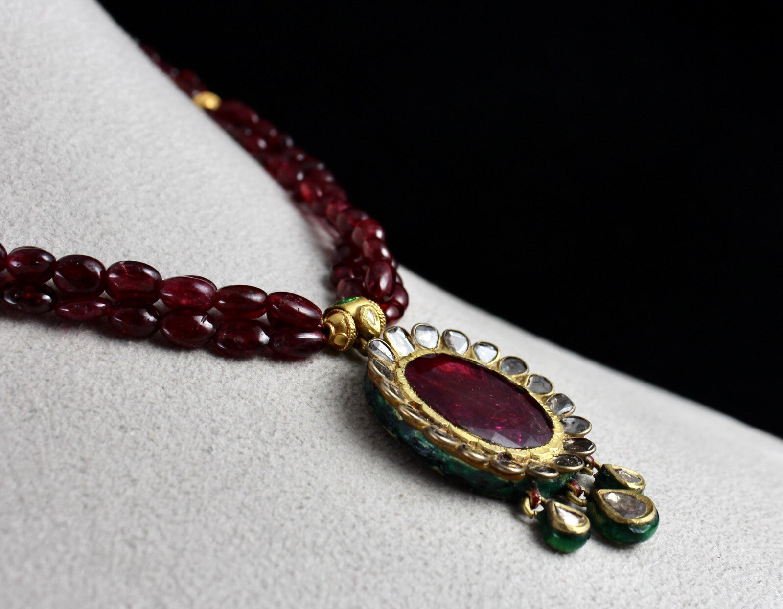 Certified Antique Jadau Natural Diamond 302ct 18k Gold Oval Pendant Earring Set