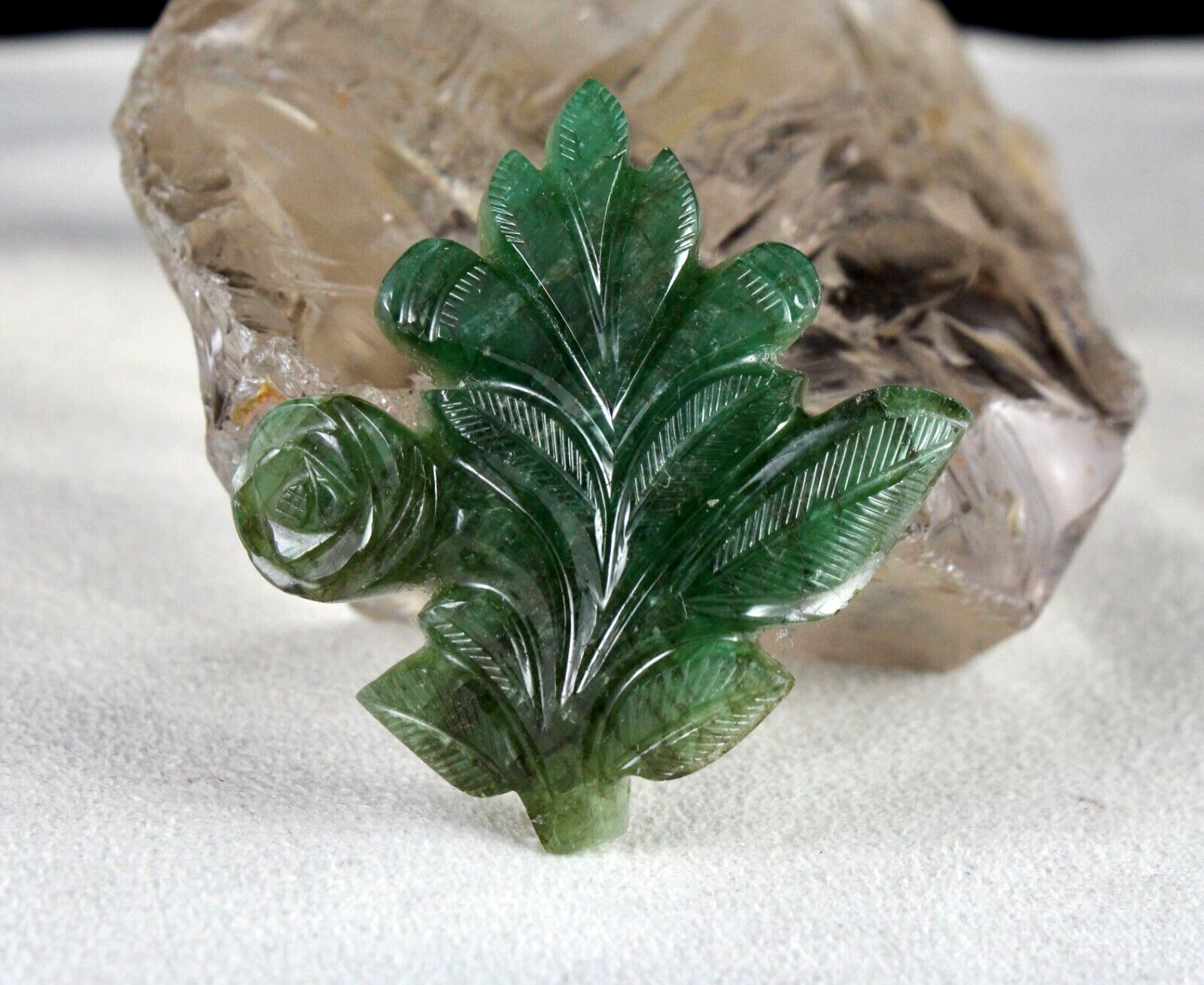 Certified Natural 103.40 Ct Zambia Emerald Carved Leaf Big Gemstone For Pendant