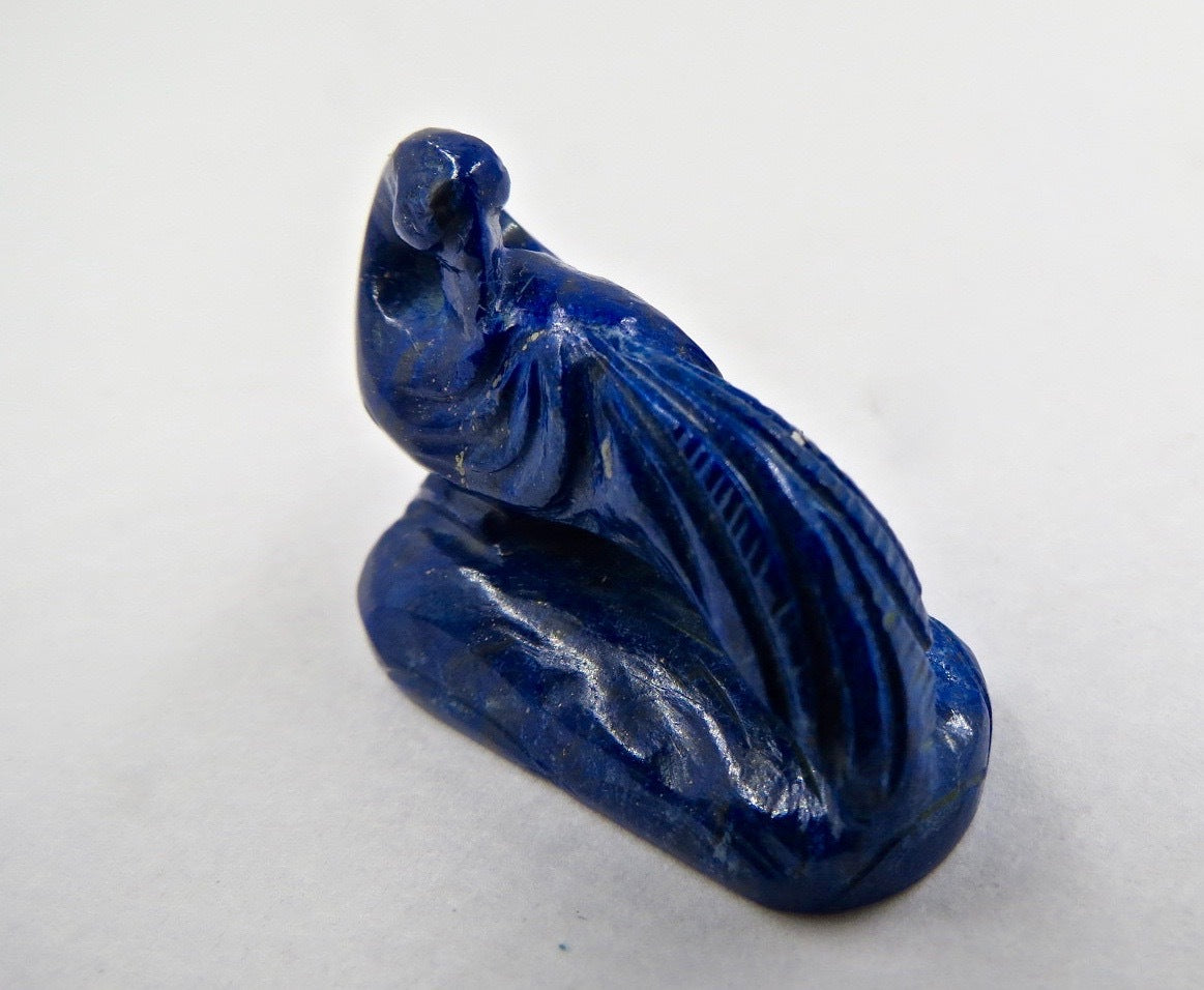 Natural Lapis Lazuli 46 Ct Carved Peacock Gemstone 21mm For Jewelry Designing