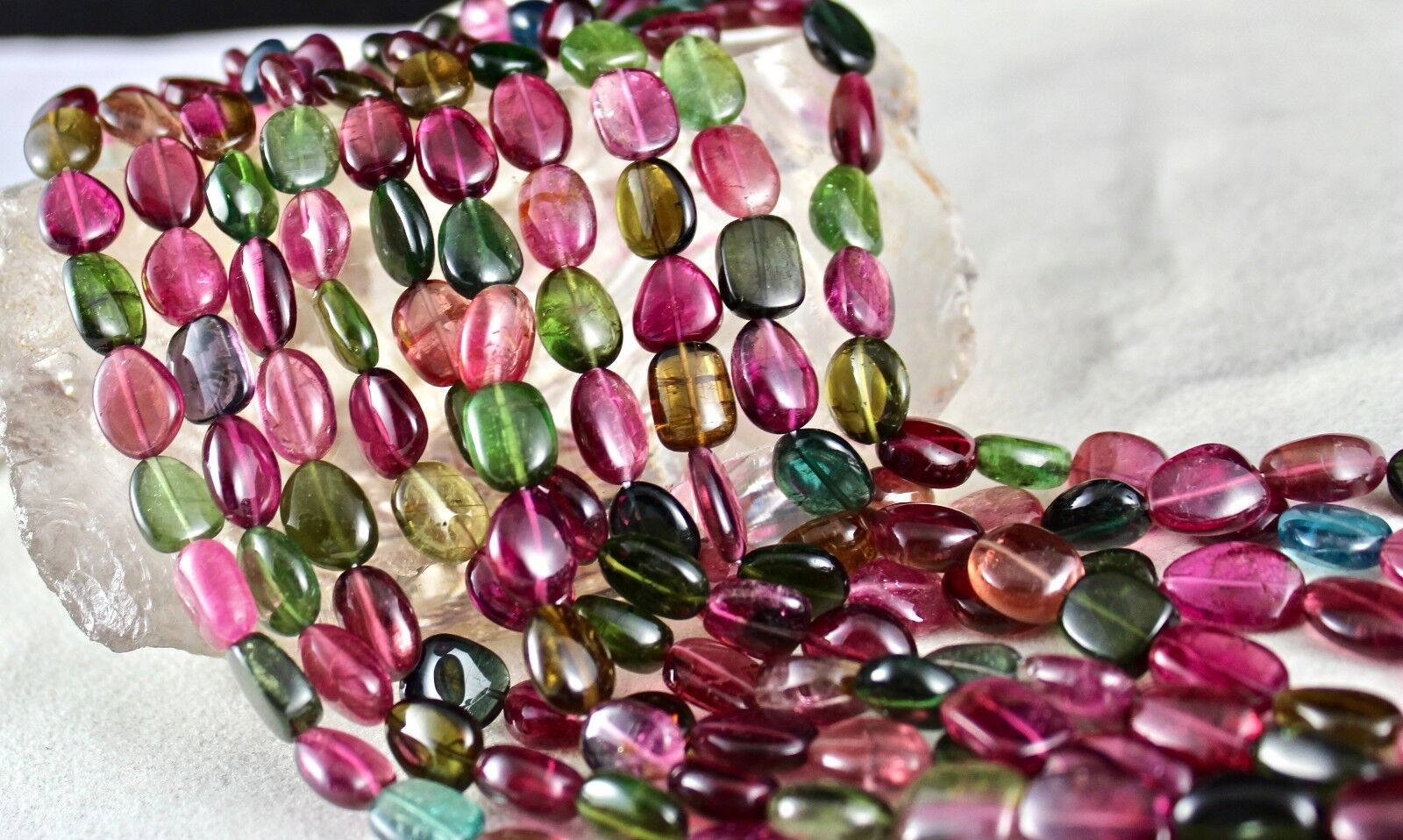 Natural Water Melon Tourmaline Beads Cabochon 5 L 1253 Ct Fine Gemstone Necklace
