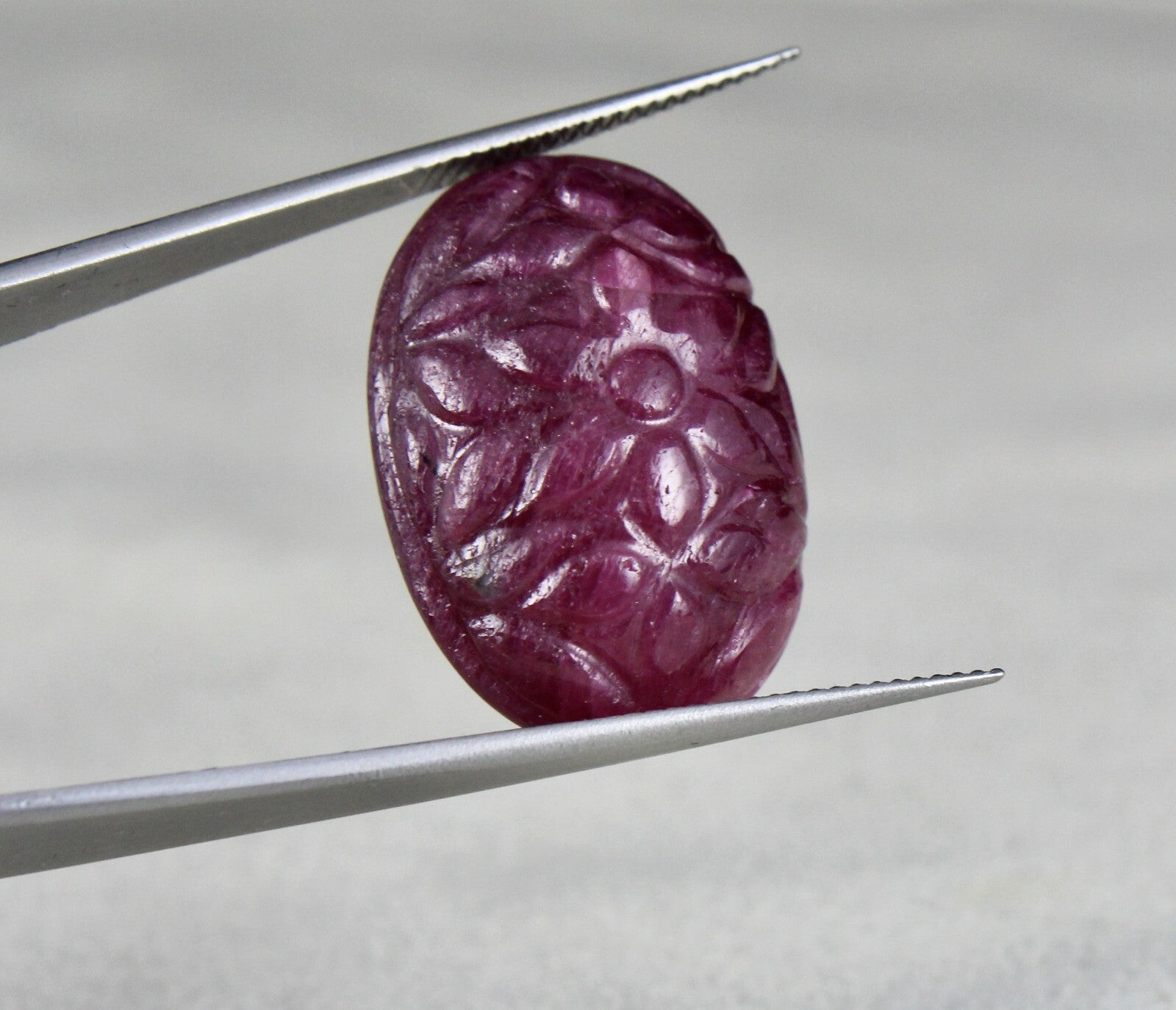 Certified Natural Ruby 45.57ct Carved Oval 26mm Loose Gemstone Pendant Ring