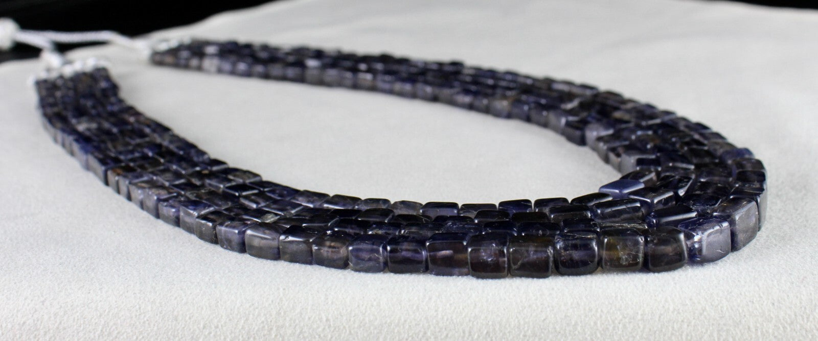 Blue Natural Iolite Square Beads Necklace Antique Gemstone Fashion, 602 Ct, 4 L