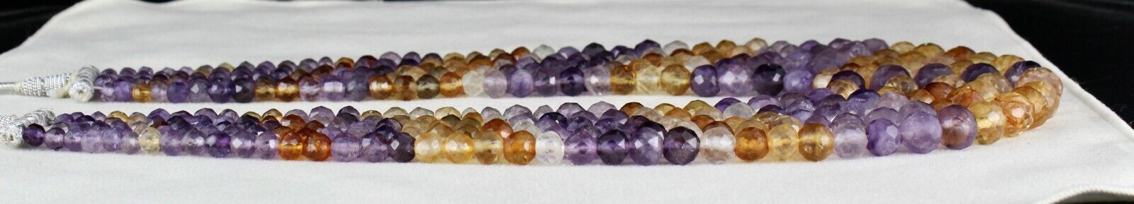 NATURAL CITRINE AMETHYST FACETED MULTI BEADS 5L 1085 CARATS GEMSTONE NECKLACE
