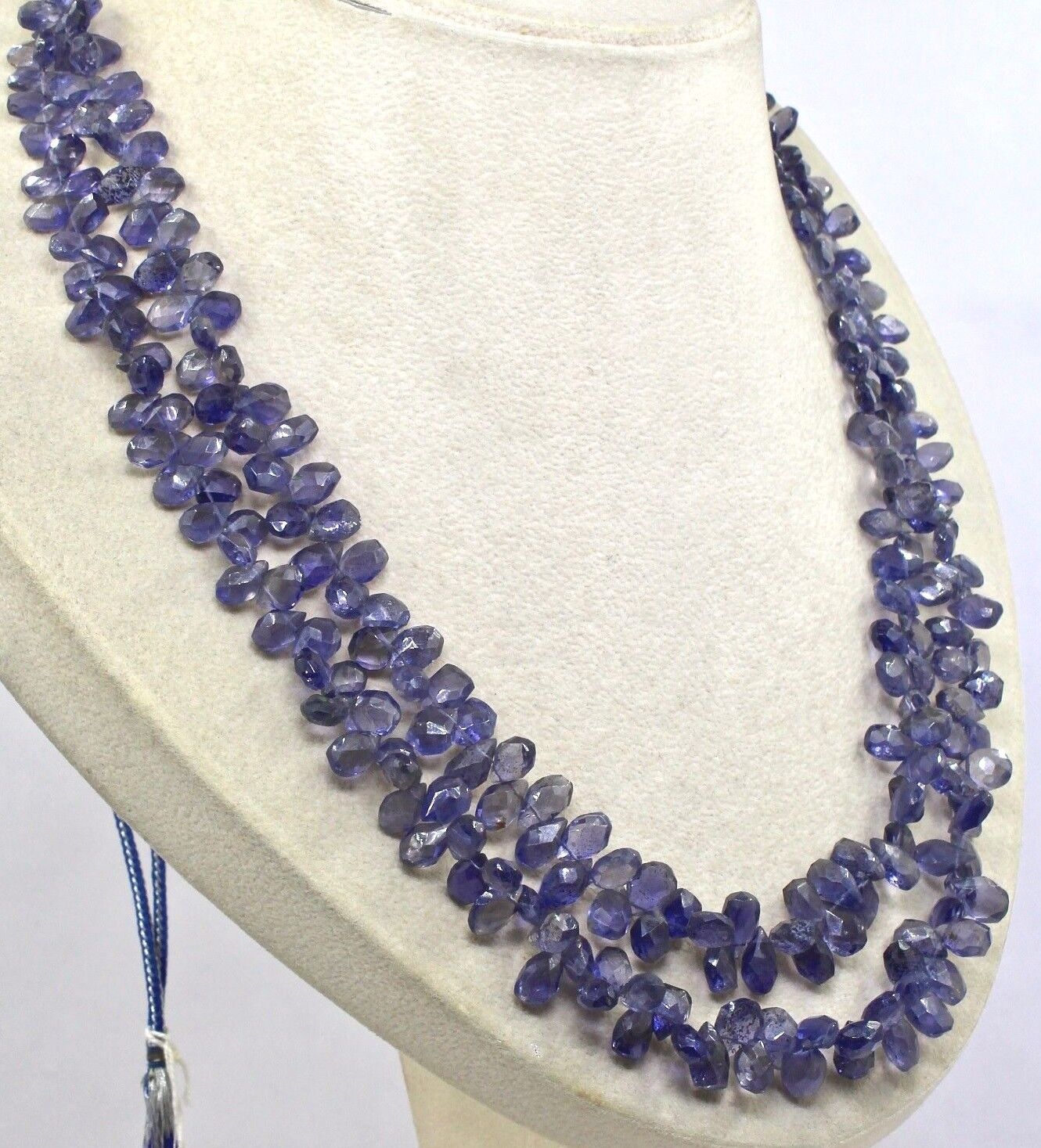 Natural Blue Iolite Beads 2 L 382 Ct Faceted Teardrop Gemstone Fashion Necklace