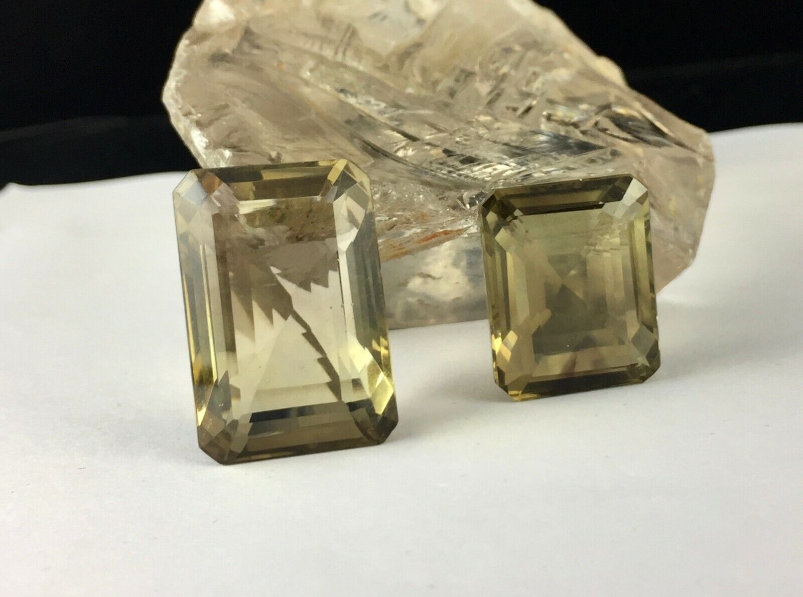 Natural Lemon Smoky Quartz Octagon Cut 2 Pcs 101.70 Carats Big Gemstone Pendant