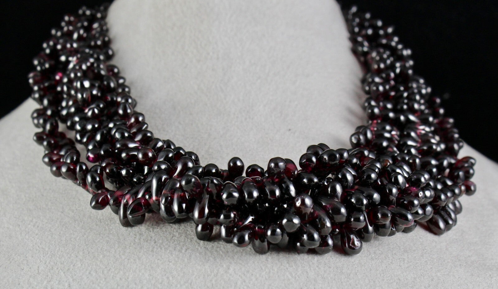 Natural Red Garnet Tear Drop Beads Necklace 5 L 1556 Ct Fashion Gemstone