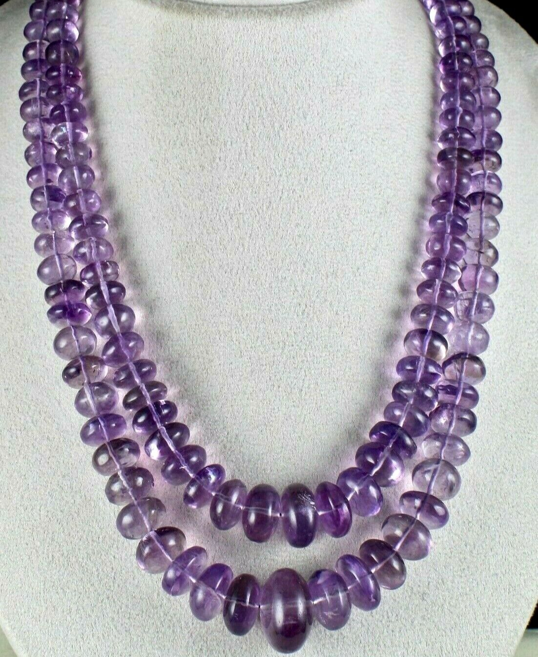 Certified Natural Amethyst 23mm Beads Necklace 1252 Ct Purple Gemstone For Women