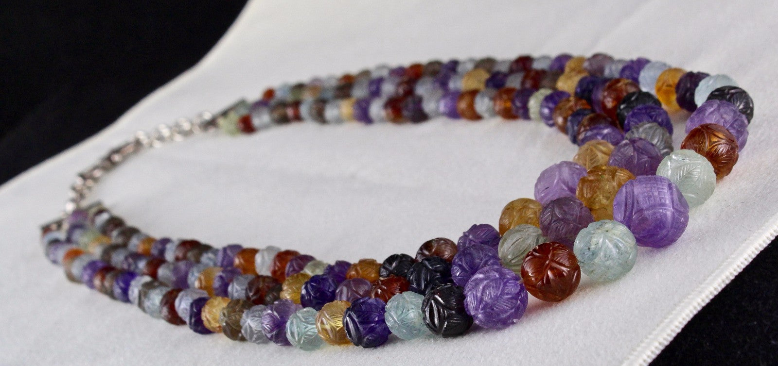 Certified Natural Multi Amethyst 708 Ct Citrine Aquamarine Gemstone Necklace