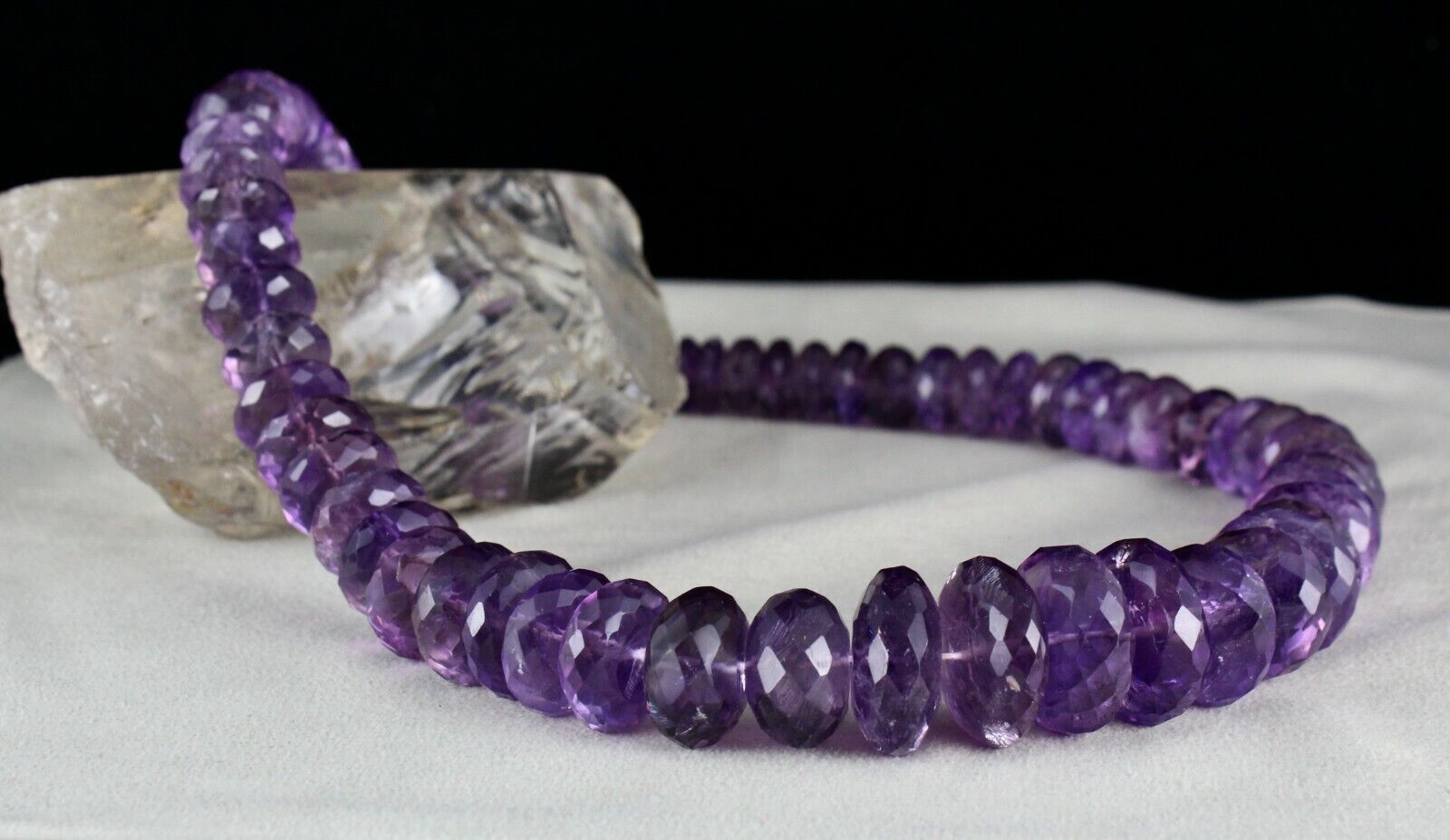 Natural Brazilian Amethyst Beads Faceted Round 1220 Cts Gemstone Silver Necklace