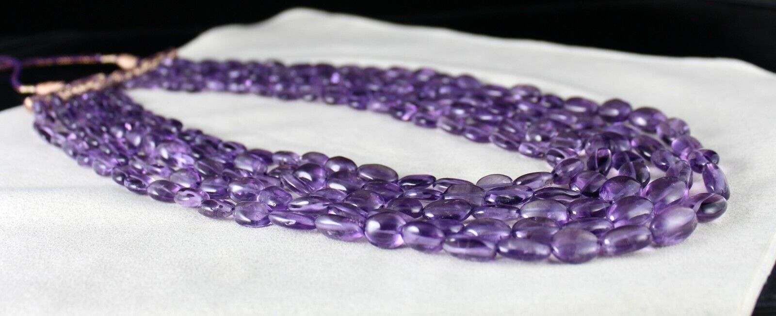 NATURAL AMETHYST BEADS LONG NUGGETS 5 LINE 1055 CARATS GEMSTONE FASHION NECKLACE