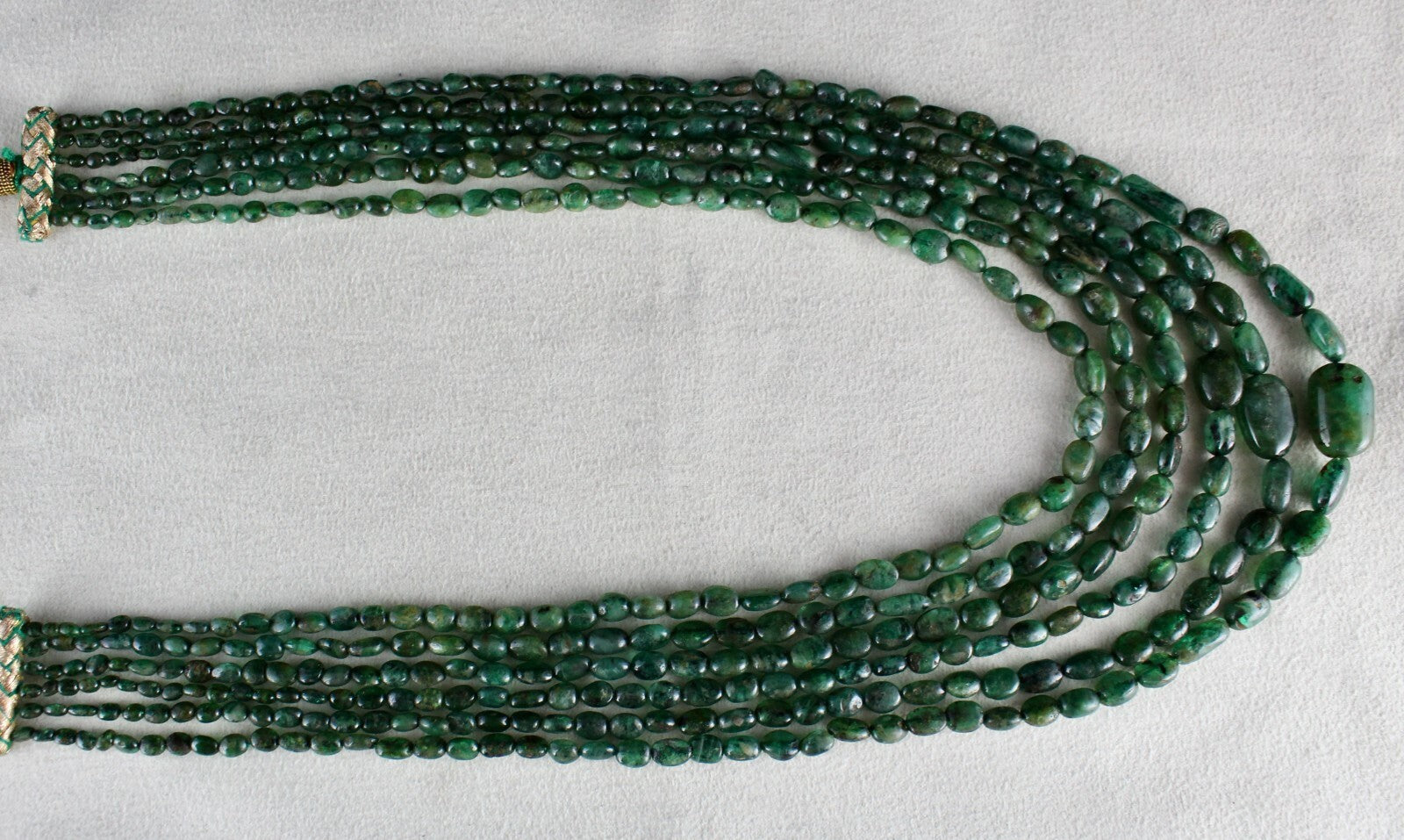 Certified Natural Old Emerald Beads Cabochon Necklace 387 Carats For Wedding