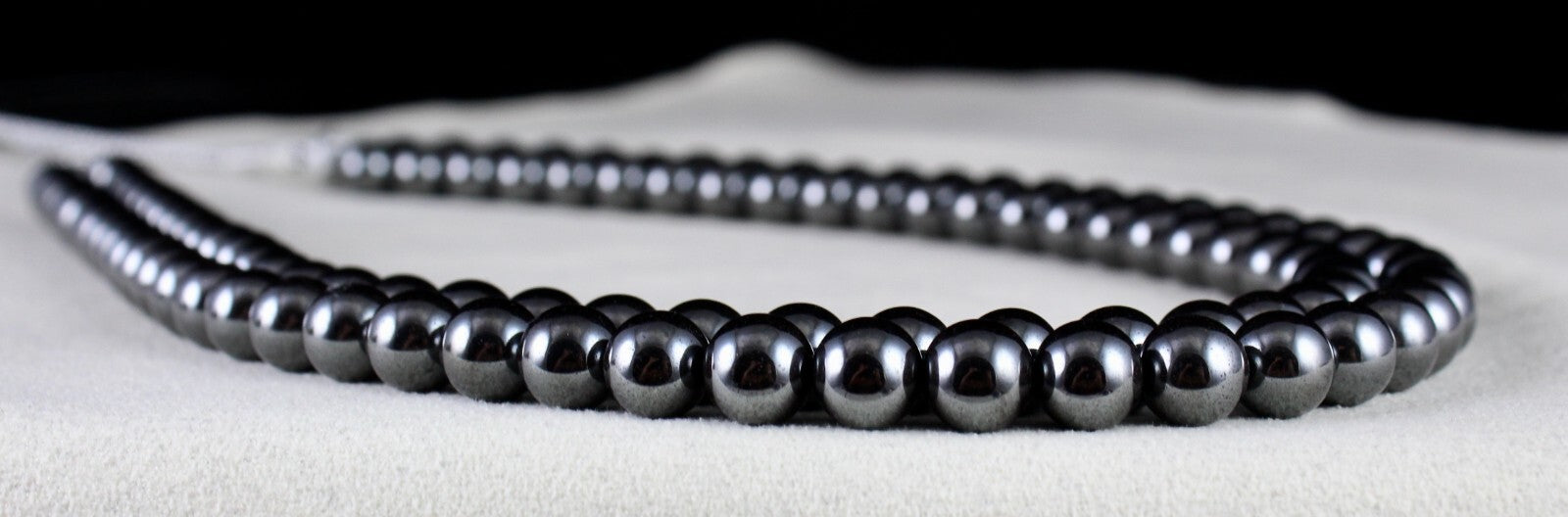 Hematite Beads Necklace 703 Ct Round Black Sparkling Natural Gemstone Fashion