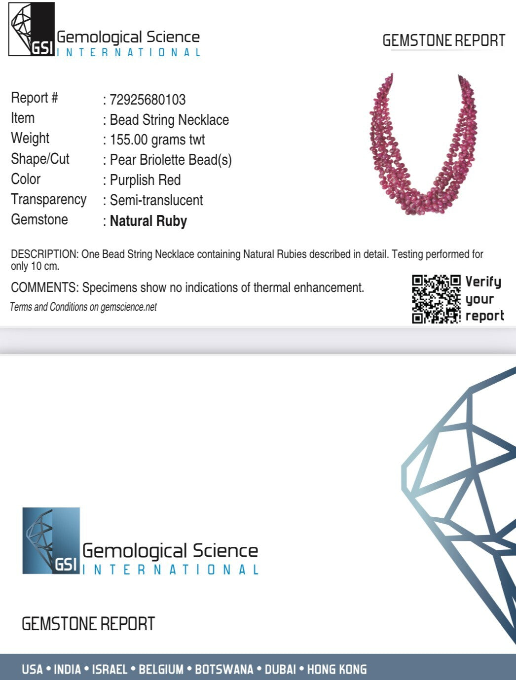 Certified Natural Ruby Teardrop Beads 768 Ct Sterling Silver Necklace For Women