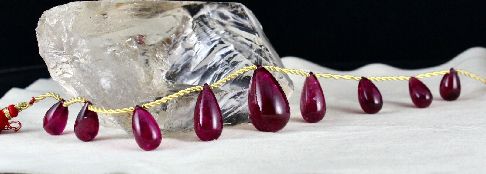 NATURAL PINK TOURMALINE RUBELLITE TEAR DROPS 161 CTS GEMSTONE NECKLACE HANGING