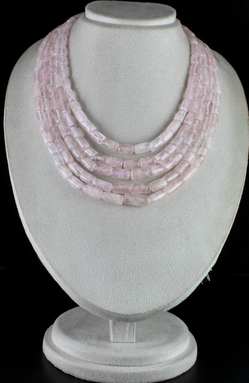 Antique Fashion Necklace Natural Pink Rose Quartz Tube Beads 1173 Ct Gemstone