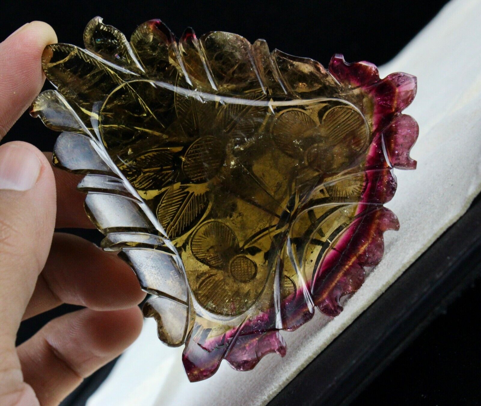 NATURAL MULTI TOURMALINE CARVED 89 x 84 MM 324 CARATS FOR DESIGNING BIG PENDANT