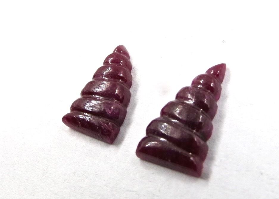 Natural Untreated Ruby Carved Pair 19.92 Carats Gemstone Designing Earring