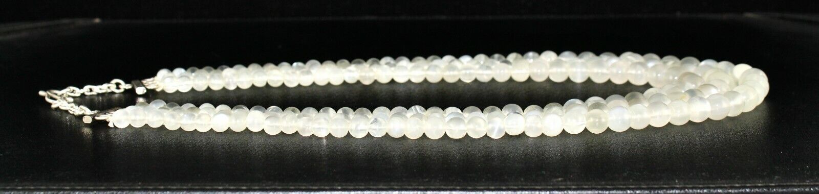 Natural White Moonstone Beaded Necklace 650 Carats Round Gemstone Silver Clasp