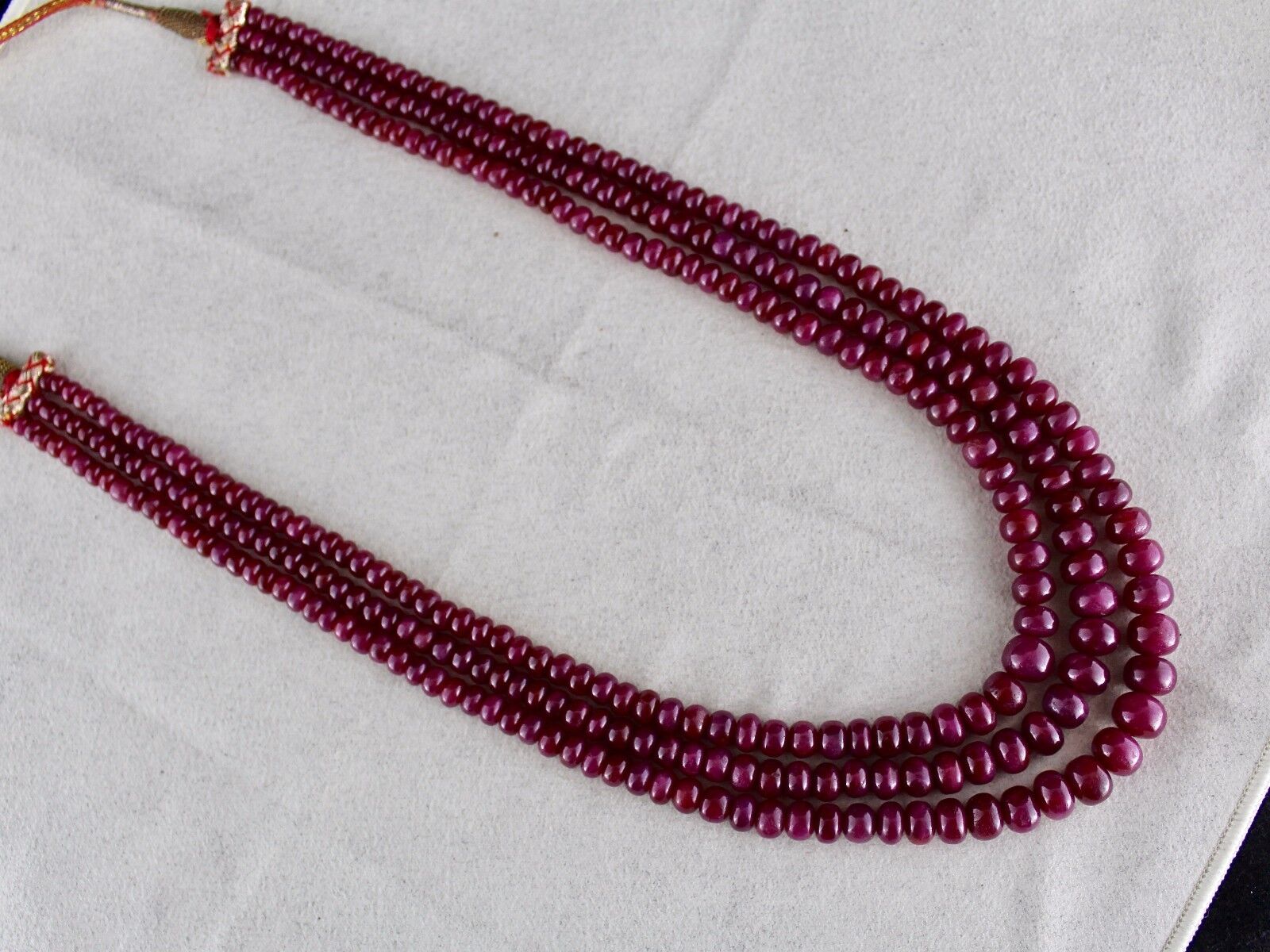 NATURAL UNTREATED RUBY BEADS ROUND 3 LINE 602 CARATS GEMSTONE LADIES NECKLACE